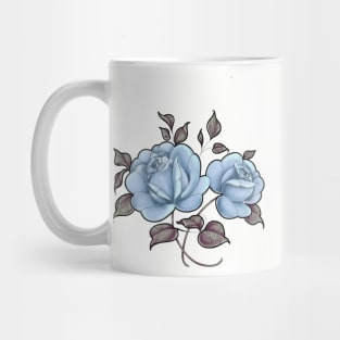 Vintage pale blue rose floral print Mug